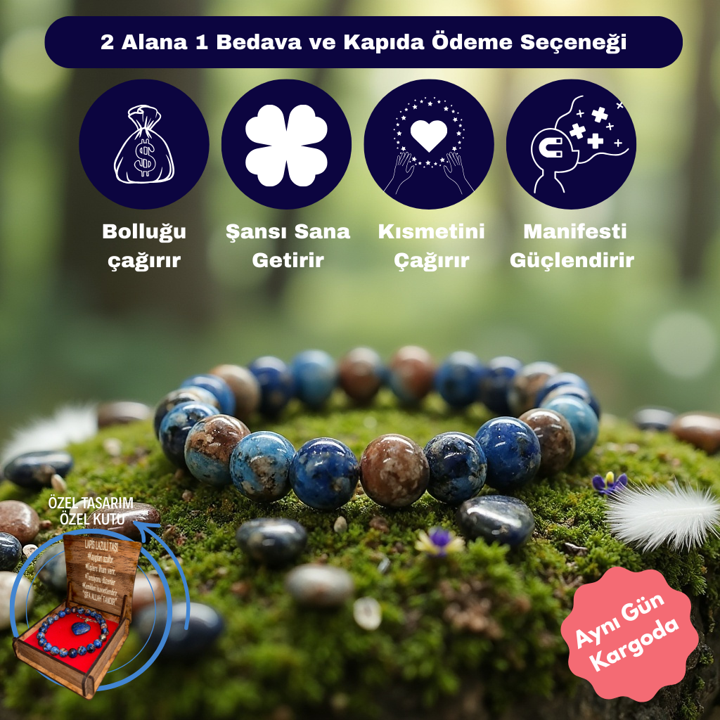 Lapis Lazuli özel tasarım kolye ve bileklik seti